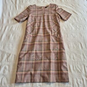 Next Tailoring women's size 8 UK pink tartan lined knee length shift dress EUC